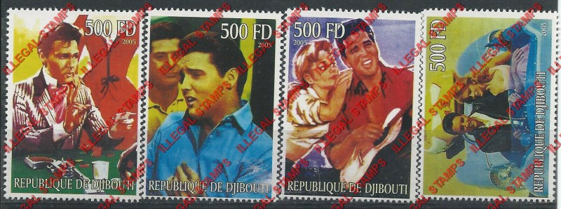 Djibouti 2005 Elvis Presley Counterfeit Illegal Stamps Djibouti 2005 Elvis Presley Counterfeit Illegal Stamps