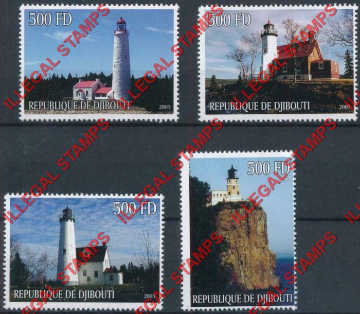 Djibouti 2005 Lighthouses Illegal Stamp Set of 4 Djibouti 2005 Lighthouses Illegal Stamp Set of 4