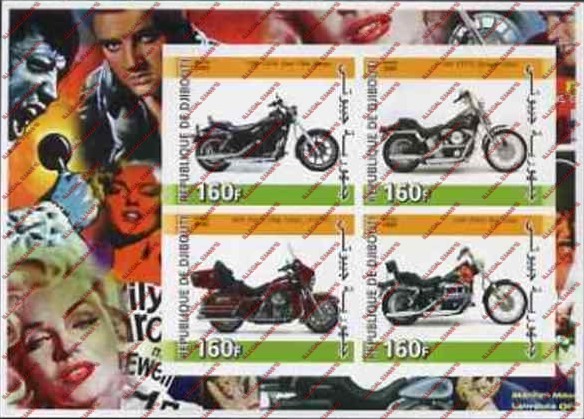 Djibouti 2005 Motorcycles Illegal Stamp Souvenir Sheet of 4 Djibouti 2005 Motorcycles Illegal Stamp Souvenir Sheet of 4
