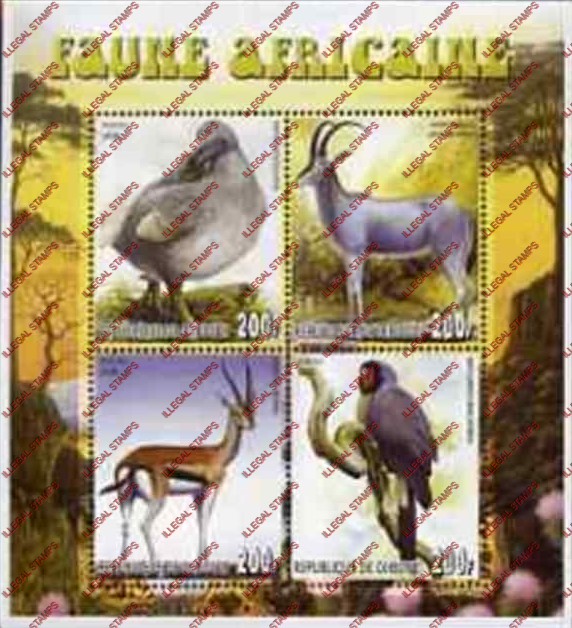 Djibouti 2006 African Fauna Illegal Stamp Souvenir Sheet of 4 Djibouti 2006 African Fauna Illegal Stamp Souvenir Sheet of 4