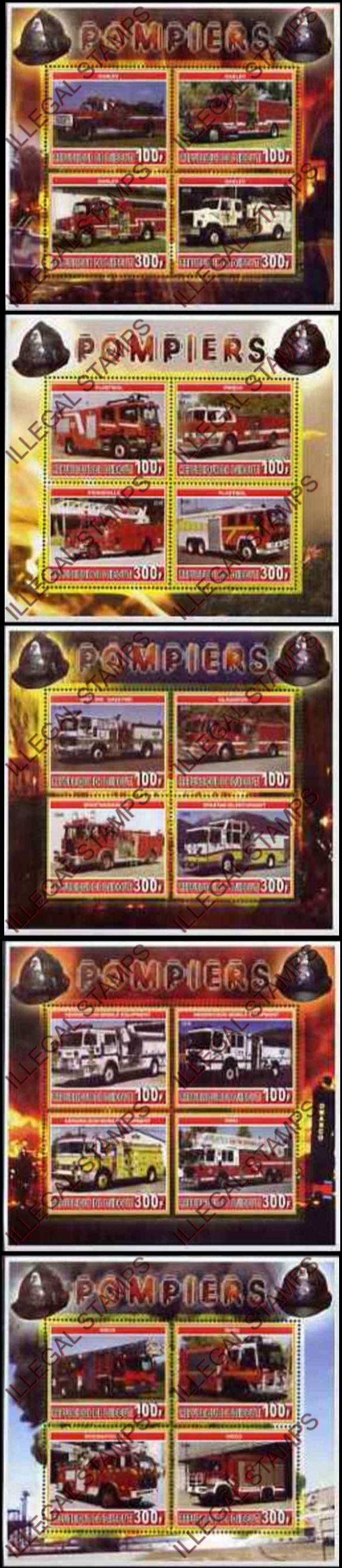 Djibouti 2006 Fire Engines Illegal Stamp Souvenir Sheets of 4 Djibouti 2006 Fire Engines Illegal Stamp Souvenir Sheets of 4