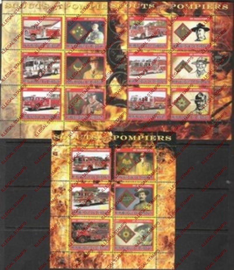Djibouti 2007 Fire Engines and Scouts Illegal Stamp Souvenir Sheetlets of 6 Djibouti 2007 Fire Engines and Scouts Illegal Stamp Souvenir Sheetlets of 6
