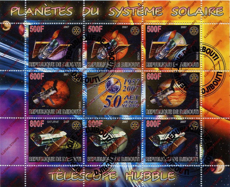 Djibouti 2007 Space Hubble Telescope Illegal Stamp Souvenir Sheetlet of 9 Djibouti 2007 Space Hubble Telescope Illegal Stamp Souvenir Sheetlet of 9