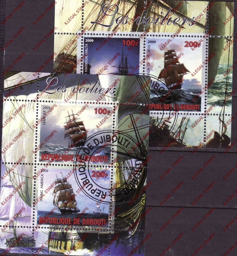 Djibouti 2009 Ships Illegal Stamp Souvenir Sheets of 2 Djibouti 2009 Ships Illegal Stamp Souvenir Sheets of 2