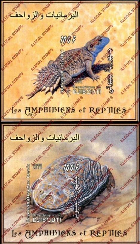 Djibouti 2010 Amphibians and Reptiles Illegal Stamp Souvenir Sheets of 1 Djibouti 2010 Amphibians and Reptiles Illegal Stamp Souvenir Sheets of 1