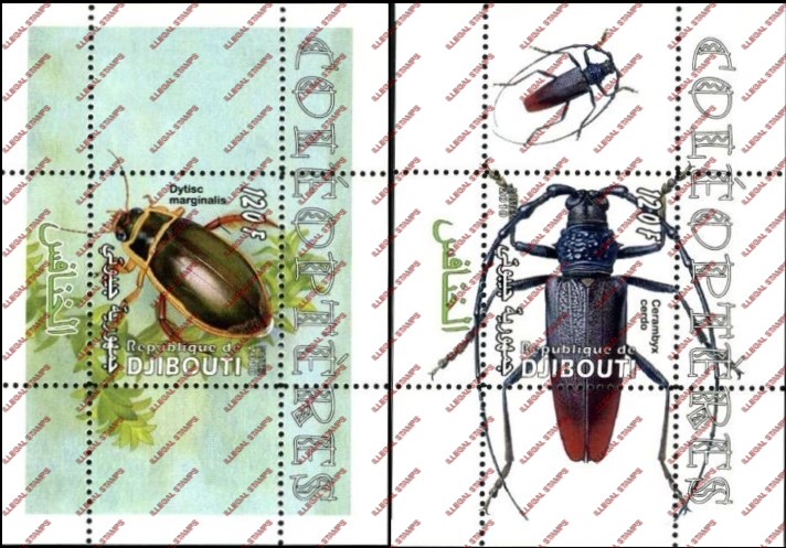 Djibouti 2010 Insects Beetles Illegal Stamp Souvenir Sheets of 1 Djibouti 2010 Insects Beetles Illegal Stamp Souvenir Sheets of 1