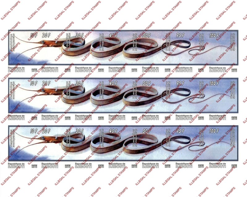 Djibouti 2010 Lizards Eels Illegal Stamp Sheetlet of 21 Djibouti 2010 Lizards Eels Illegal Stamp Sheetlet of 21
