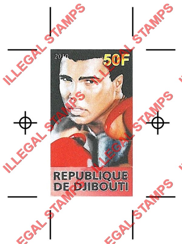 Djibouti 2010 Muhammad Ali Illegal Stamp Souvenir Sheet Fake Proof Djibouti 2010 Muhammad Ali Illegal Stamp Souvenir Sheet Fake Proof
