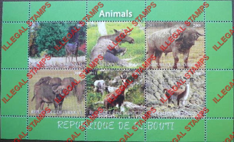 Djibouti 2011 Animals Horizontal Illegal Stamp Sheetlets of 6 with Plain Backgrounds (Part 2) Djibouti 2011 Animals Horizontal Illegal Stamp Sheetlets of 6 with Plain Backgrounds (Part 2)