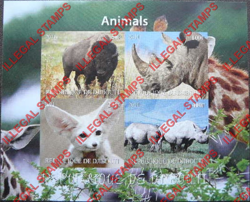 Djibouti 2011 Animals Illegal Stamp Souvenir Sheets of 4 with Picture Backgrounds (Part 2) Djibouti 2011 Animals Illegal Stamp Souvenir Sheets of 4 with Picture Backgrounds (Part 2)