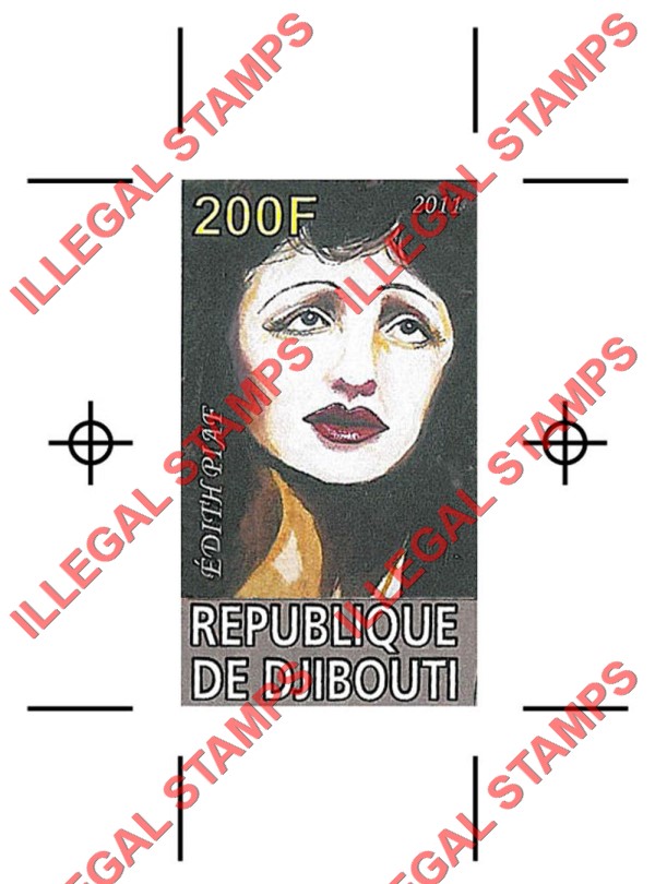 Djibouti 2011 Great French Pop Singers Illegal Stamp Fake Proof Djibouti 2011 Great French Pop Singers Illegal Stamp Fake Proof
