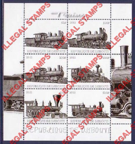 Djibouti 2012 Trains Illegal Stamp Sheetlets of 6 (Part 2) Djibouti 2012 Trains Illegal Stamp Sheetlets of 6 (Part 2)