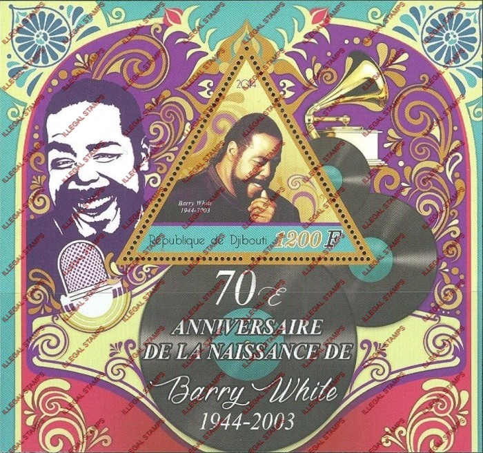 Djibouti 2014 Barry White Illegal Stamp Souvenir Sheet of 1 Djibouti 2014 Barry White Illegal Stamp Souvenir Sheet of 1