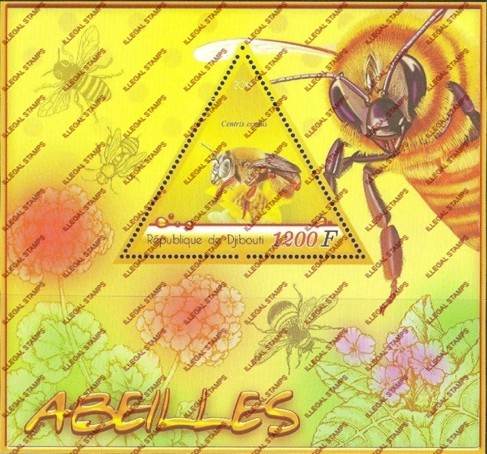 Djibouti 2014 Bees Illegal Stamp Souvenir Sheet of 1 Djibouti 2014 Bees Illegal Stamp Souvenir Sheet of 1