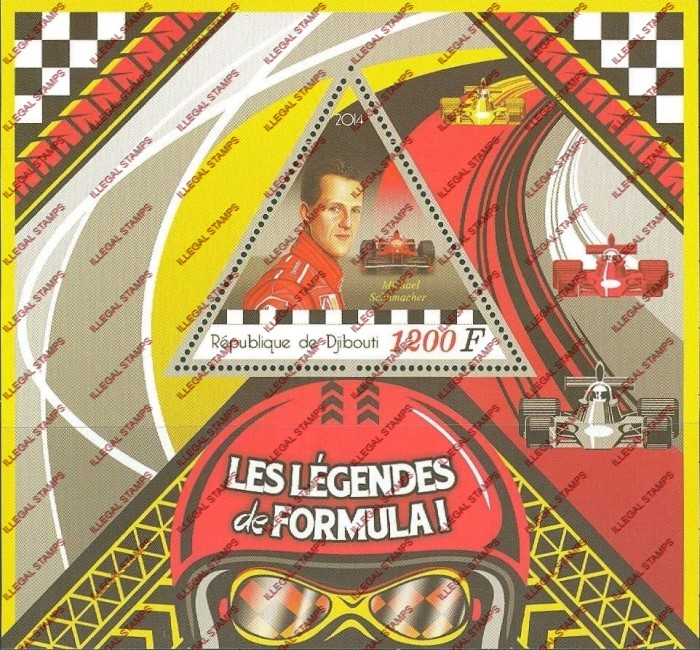 Djibouti 2014 Formula I Michael Schumacher Illegal Stamp Souvenir Sheet of 1 Djibouti 2014 Formula I Michael Schumacher Illegal Stamp Souvenir Sheet of 1