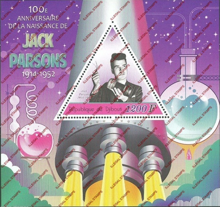 Djibouti 2014 Jack Parsons Illegal Stamp Souvenir Sheet of 1 Djibouti 2014 Jack Parsons Illegal Stamp Souvenir Sheet of 1