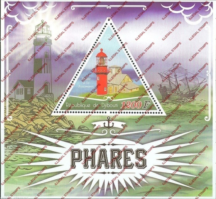 Djibouti 2014 Lighthouses Illegal Stamp Souvenir Sheet of 1 Djibouti 2014 Lighthouses Illegal Stamp Souvenir Sheet of 1