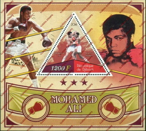 Djibouti 2014 Boxing Mohamed Ali Illegal Stamp Souvenir Sheet of 1 Djibouti 2014 Boxing Mohamed Ali Illegal Stamp Souvenir Sheet of 1