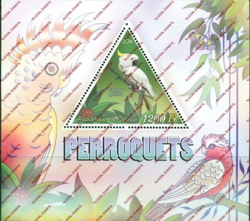 Djibouti 2014 Parrots Illegal Stamp Souvenir Sheet of 1 Djibouti 2014 Parrots Illegal Stamp Souvenir Sheet of 1