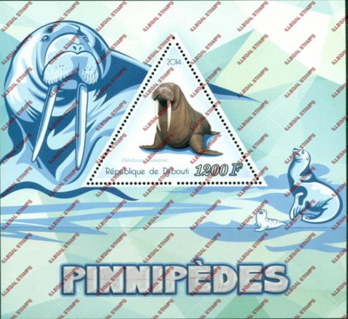 Djibouti 2014 Seals Illegal Stamp Souvenir Sheet of 1 Djibouti 2014 Seals Illegal Stamp Souvenir Sheet of 1