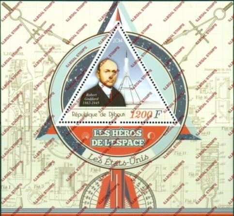 Djibouti 2014 Space Heroes United States Illegal Stamp Souvenir Sheet of 1 Djibouti 2014 Space Heroes United States Illegal Stamp Souvenir Sheet of 1