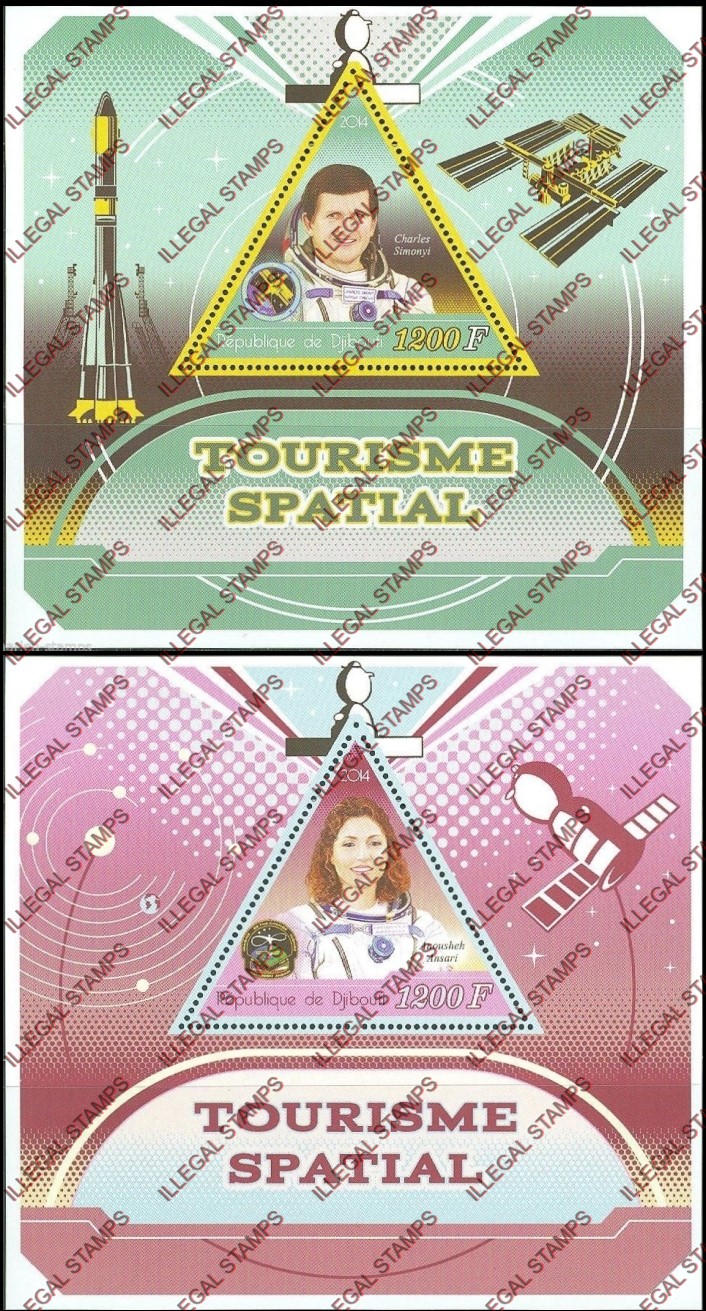 Djibouti 2014 Space Tourism Illegal Stamp Souvenir Sheets of 1 Djibouti 2014 Space Tourism Illegal Stamp Souvenir Sheets of 1