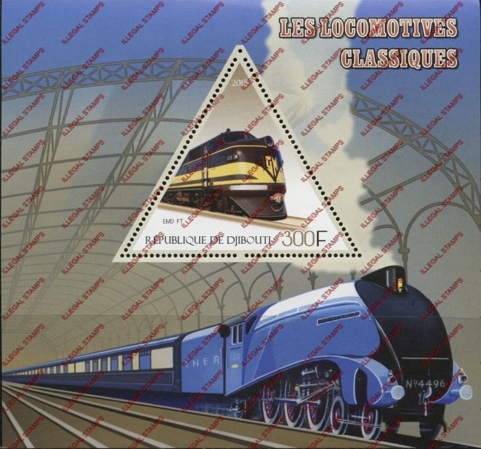 Djibouti 2015 Locomotives Illegal Stamp Souvenir Sheet of 1