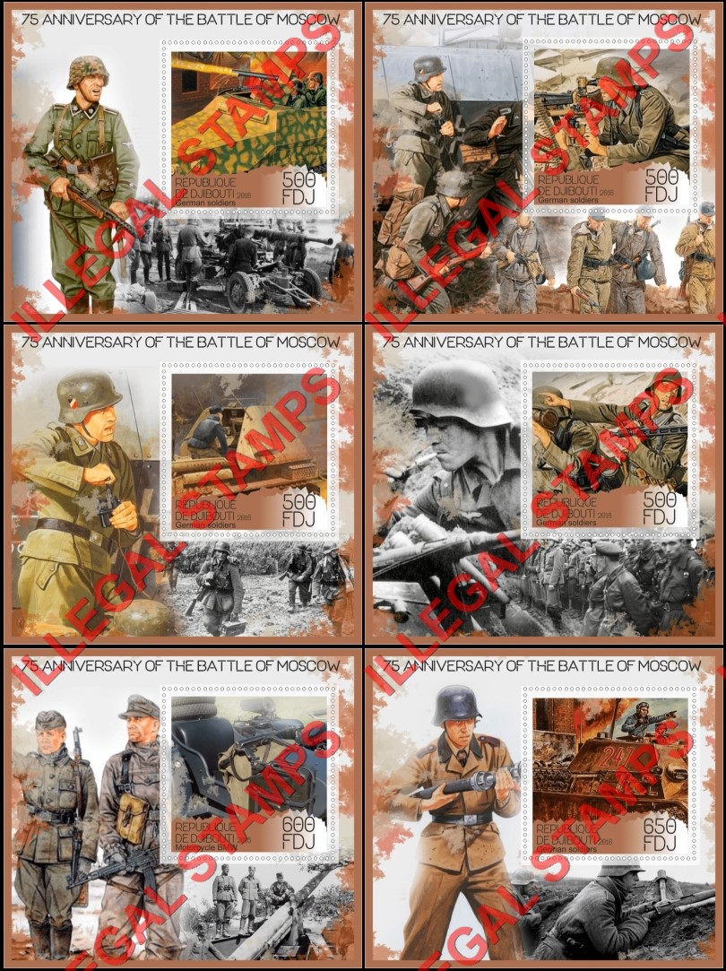 Djibouti 2016 Battle of Moscow Illegal Stamp Souvenir Sheets of 1 Djibouti 2016 Battle of Moscow Illegal Stamp Souvenir Sheets of 1