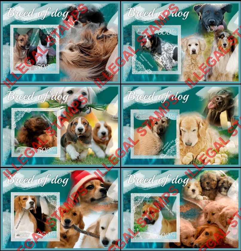 Djibouti 2016 Dogs Illegal Stamp Souvenir Sheets of 1 Djibouti 2016 Dogs Illegal Stamp Souvenir Sheets of 1