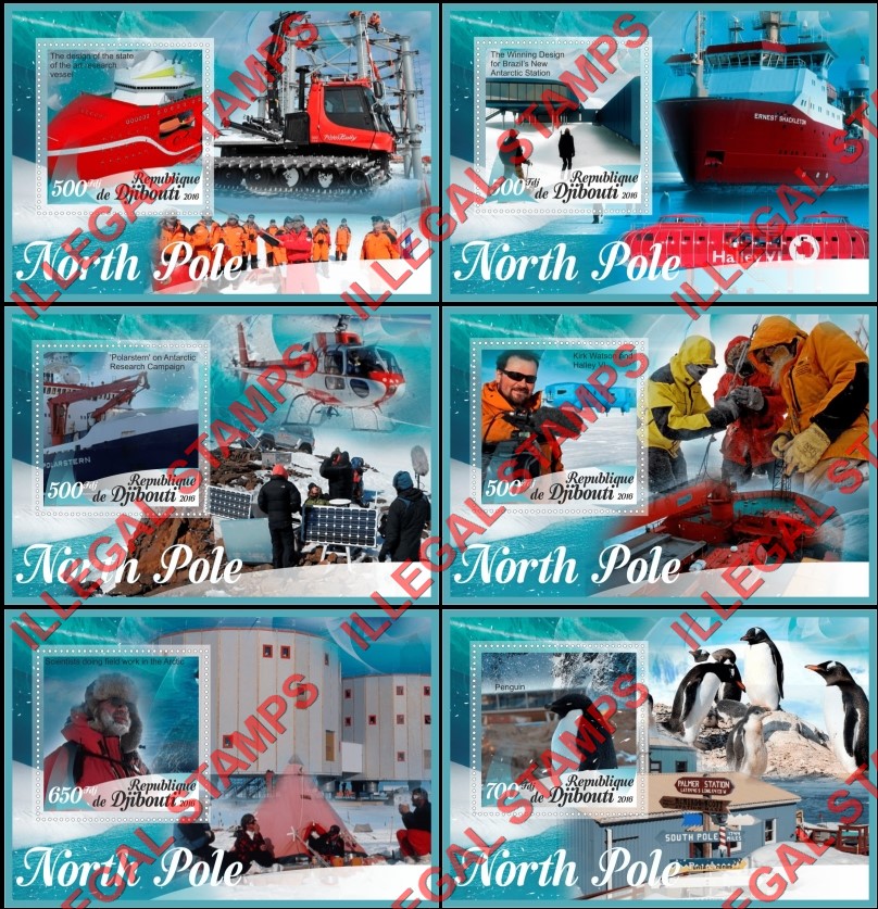 Djibouti 2016 North Pole Illegal Stamp Souvenir Sheets of 1 Djibouti 2016 North Pole Illegal Stamp Souvenir Sheets of 1
