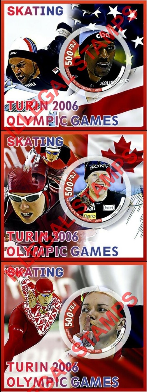 Djibouti 2016 Olympic Games Turin 2006 Skating Illegal Stamp Souvenir Sheets of 1 (Part 2) Djibouti 2016 Olympic Games Turin 2006 Skating Illegal Stamp Souvenir Sheets of 1 (Part 2)