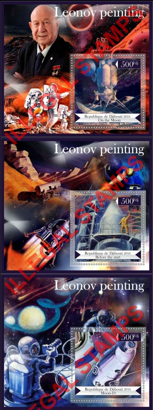 Djibouti 2016 Space Leonov Paintings Illegal Stamp Souvenir Sheets of 1 (Part 1) Djibouti 2016 Space Leonov Paintings Illegal Stamp Souvenir Sheets of 1 (Part 1)