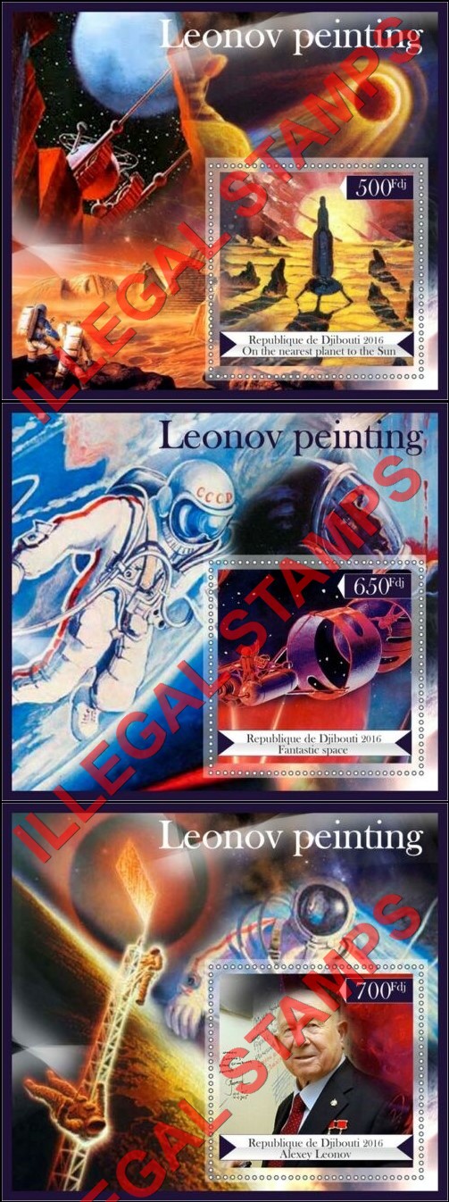 Djibouti 2016 Space Leonov Paintings Illegal Stamp Souvenir Sheets of 1 (Part 2) Djibouti 2016 Space Leonov Paintings Illegal Stamp Souvenir Sheets of 1 (Part 2)
