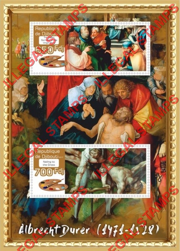 Djibouti 2017 Art Albrecht Durer Illegal Stamp Souvenir Sheet of 2 Djibouti 2017 Art Albrecht Durer Illegal Stamp Souvenir Sheet of 2
