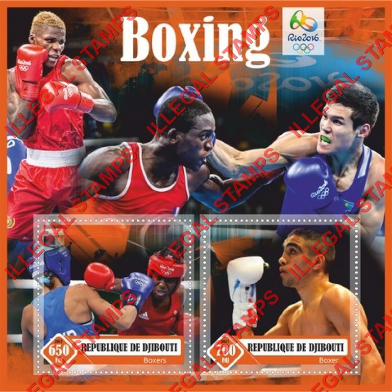 Djibouti 2017 Boxing Illegal Stamp Souvenir Sheet of 2 Djibouti 2017 Boxing Illegal Stamp Souvenir Sheet of 2