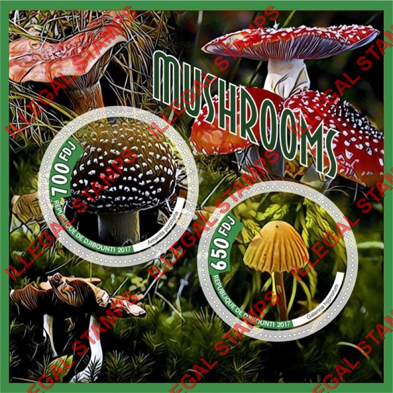 Djibouti 2017 Mushrooms Illegal Stamp Souvenir Sheet of 2 Djibouti 2017 Mushrooms Illegal Stamp Souvenir Sheet of 2