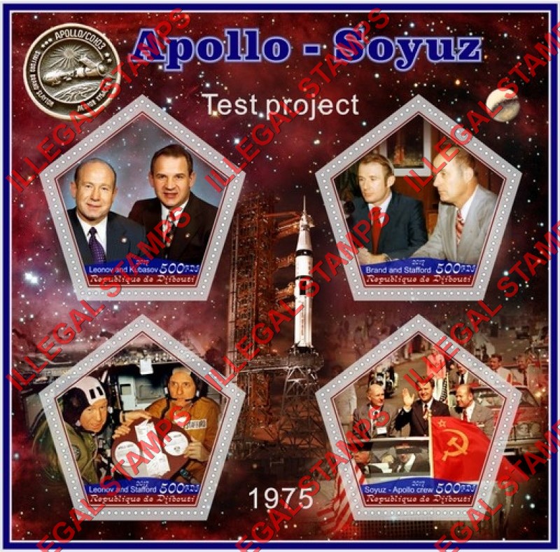 Djibouti 2017 Space Apollo Soyuz Test Project Illegal Stamp Souvenir Sheet of 4 Djibouti 2017 Space Apollo Soyuz Test Project Illegal Stamp Souvenir Sheet of 4