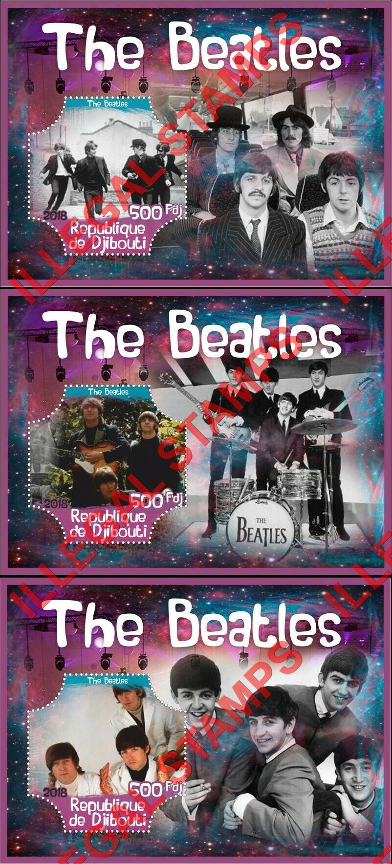 Djibouti 2018 The Beatles Illegal Stamp Souvenir Sheets of 1 (Part 2) Djibouti 2018 The Beatles Illegal Stamp Souvenir Sheets of 1 (Part 2)