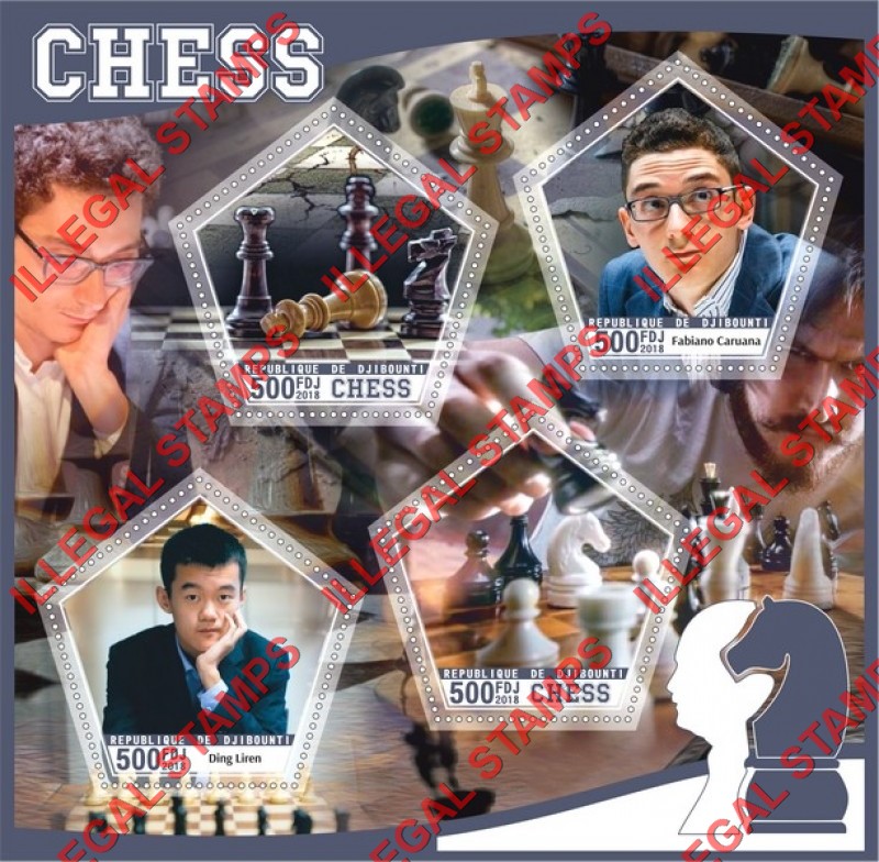 Djibouti 2018 Chess Illegal Stamp Souvenir Sheet of 4 Djibouti 2018 Chess Illegal Stamp Souvenir Sheet of 4