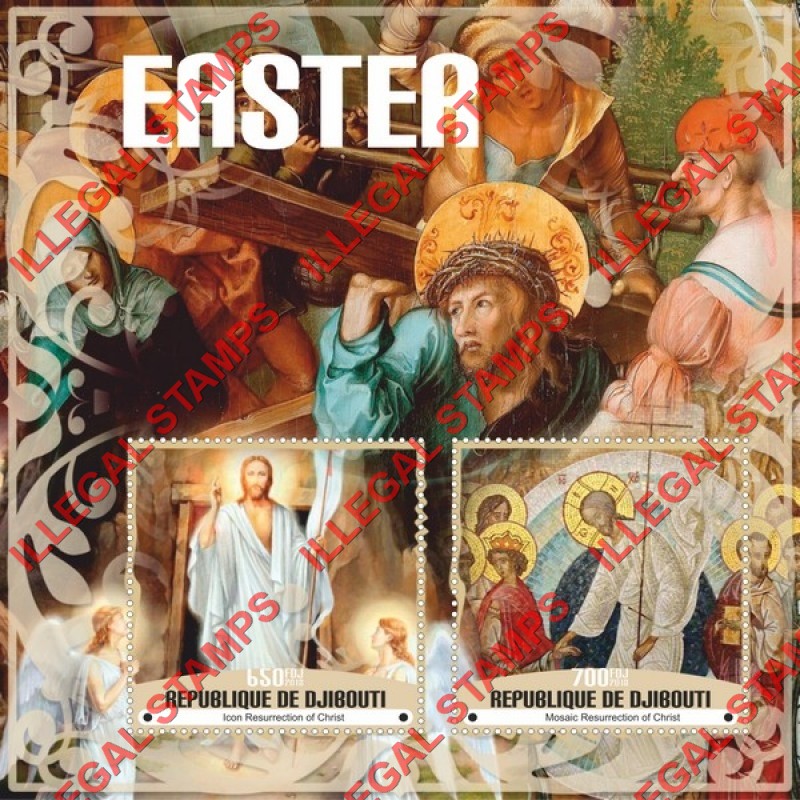 Djibouti 2018 Easter Resurrection of Christ Paintings Illegal Stamp Souvenir Sheet of 2 Djibouti 2018 Easter Resurrection of Christ Paintings Illegal Stamp Souvenir Sheet of 2