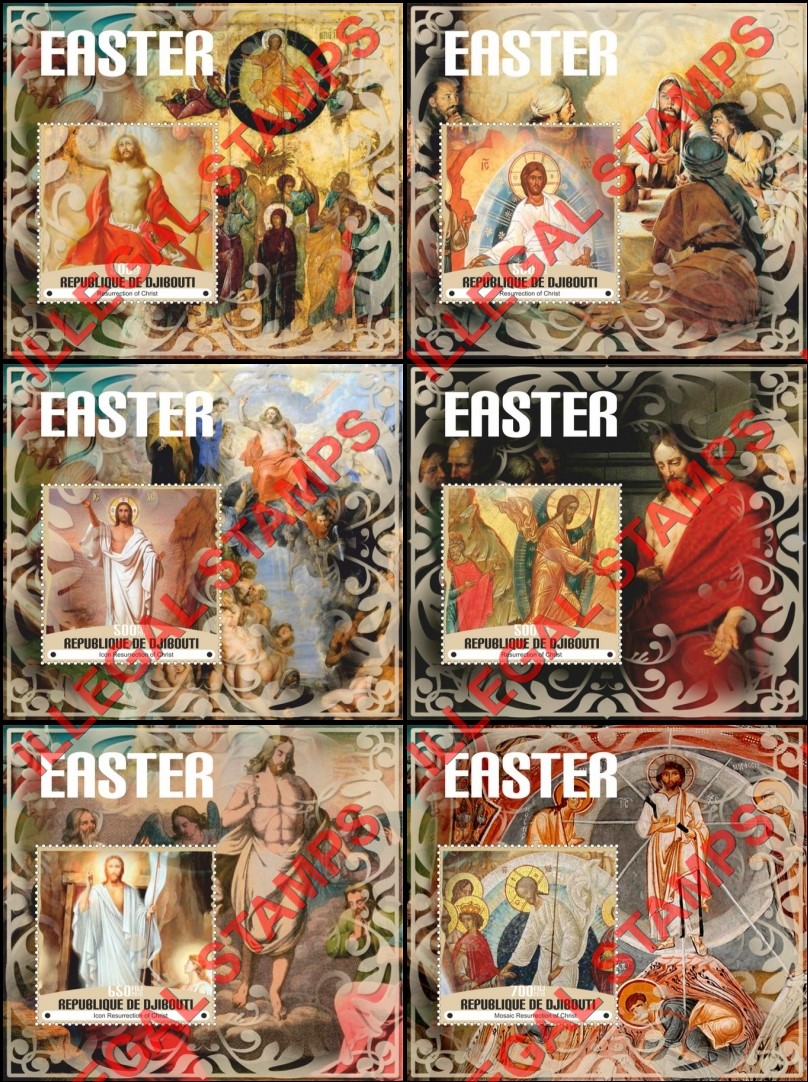Djibouti 2018 Easter Resurrection of Christ Paintings Illegal Stamp Souvenir Sheets of 1 Djibouti 2018 Easter Resurrection of Christ Paintings Illegal Stamp Souvenir Sheets of 1
