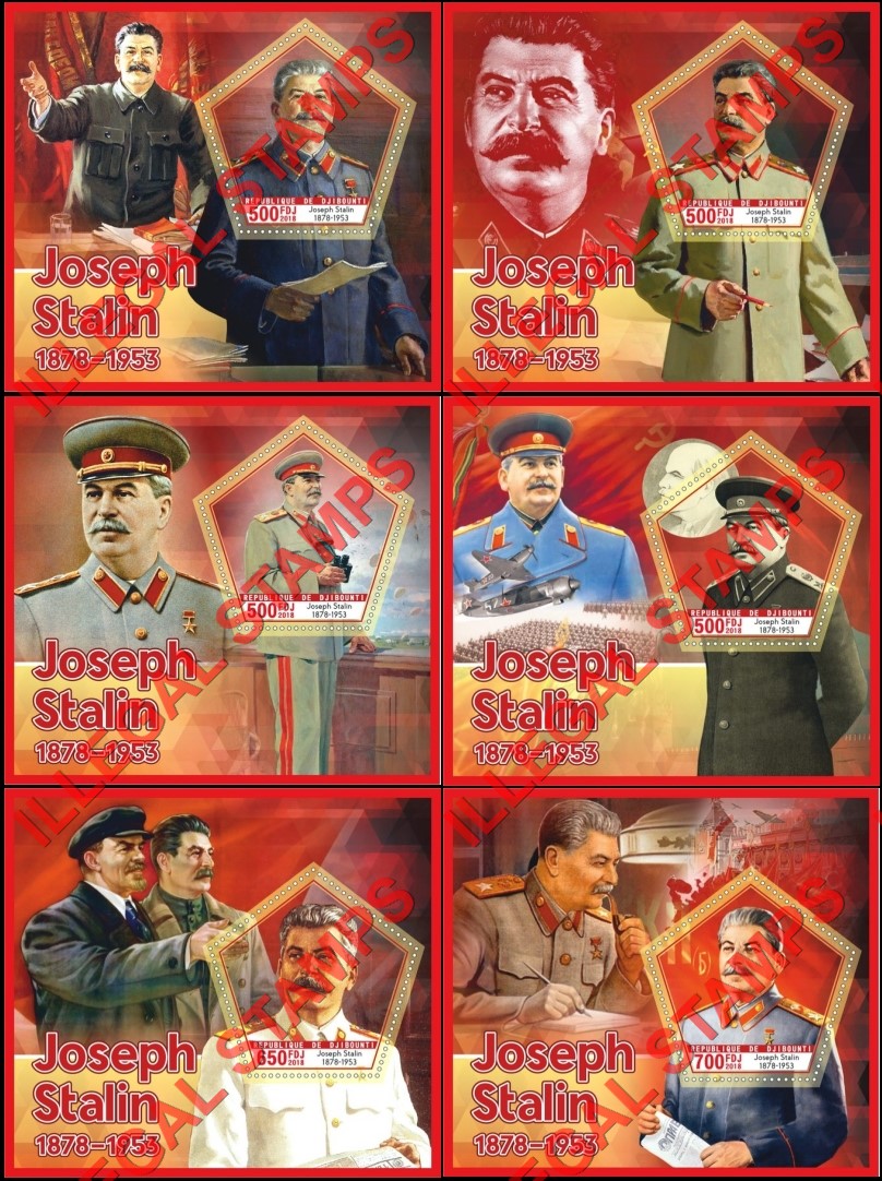 Djibouti 2018 Joseph Stalin Illegal Stamp Souvenir Sheets of 1 Djibouti 2018 Joseph Stalin Illegal Stamp Souvenir Sheets of 1
