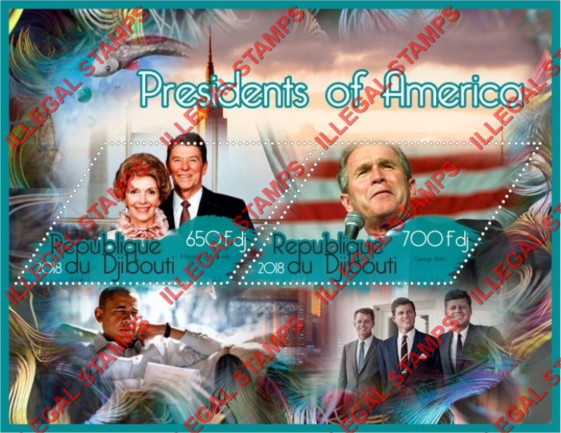 Djibouti 2018 Presidents of America Illegal Stamp Souvenir Sheet of 2 Djibouti 2018 Presidents of America Illegal Stamp Souvenir Sheet of 2