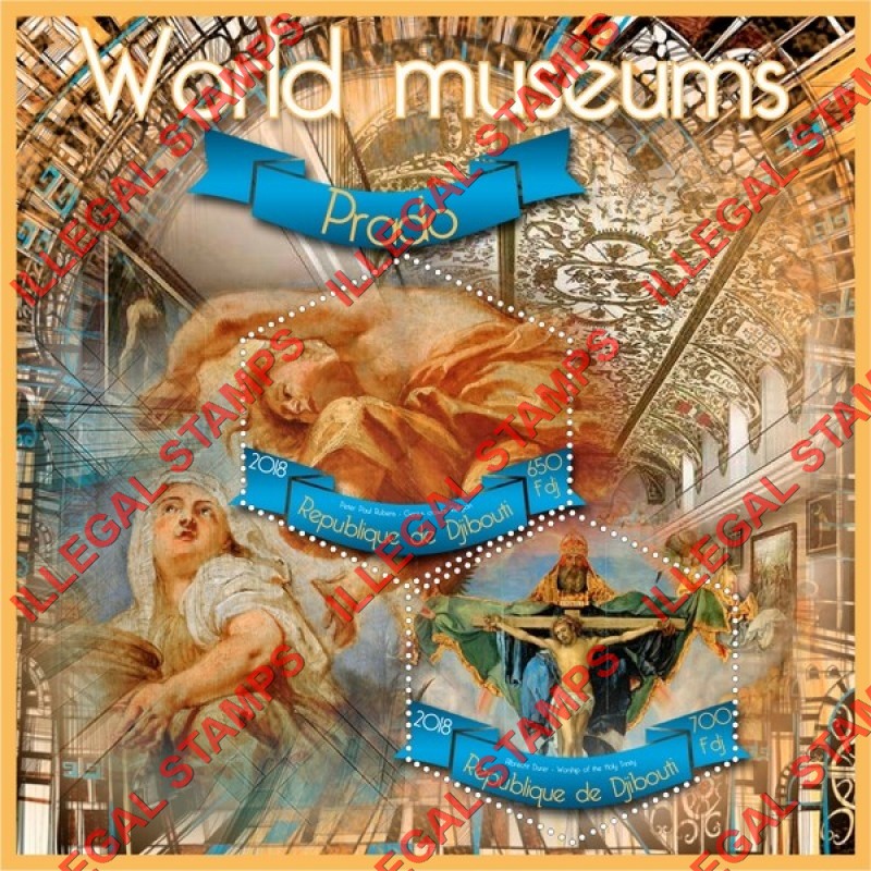 Djibouti 2018 World Museums Prado Paintings Illegal Stamp Souvenir Sheet of 2 Djibouti 2018 World Museums Prado Paintings Illegal Stamp Souvenir Sheet of 2