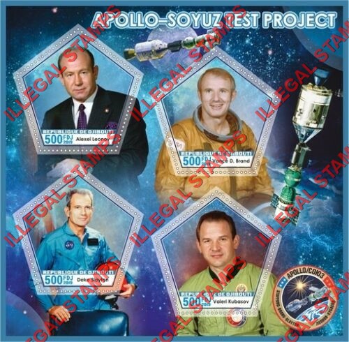 Djibouti 2019 Apollo Soyuz Test Project Illegal Stamp Souvenir Sheet of 4 Djibouti 2019 Apollo Soyuz Test Project Illegal Stamp Souvenir Sheet of 4