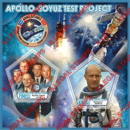 Djibouti 2019 Apollo Soyuz Test Project Illegal Stamp Souvenir Sheet of 2 Djibouti 2019 Apollo Soyuz Test Project Illegal Stamp Souvenir Sheet of 2