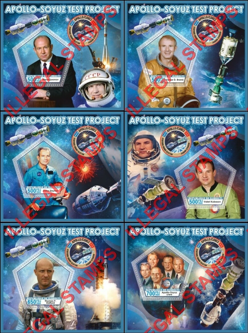 Djibouti 2019 Apollo Soyuz Test Project Illegal Stamp Souvenir Sheets of 1 Djibouti 2019 Apollo Soyuz Test Project Illegal Stamp Souvenir Sheets of 1