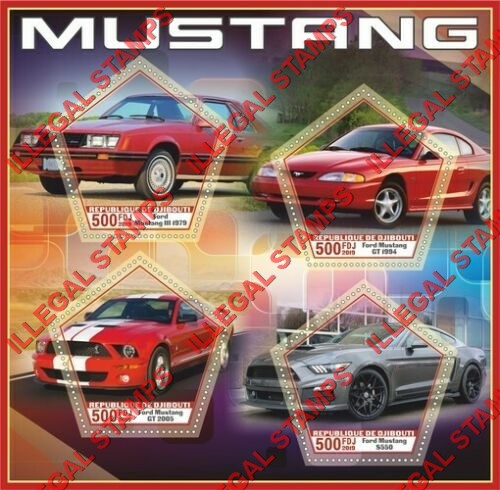 Djibouti 2019 Cars Mustang Illegal Stamp Souvenir Sheet of 4 Djibouti 2019 Cars Mustang Illegal Stamp Souvenir Sheet of 4