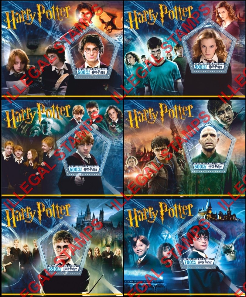 Djibouti 2019 Harry Potter Illegal Stamp Souvenir Sheets of 1 Djibouti 2019 Harry Potter Illegal Stamp Souvenir Sheets of 1