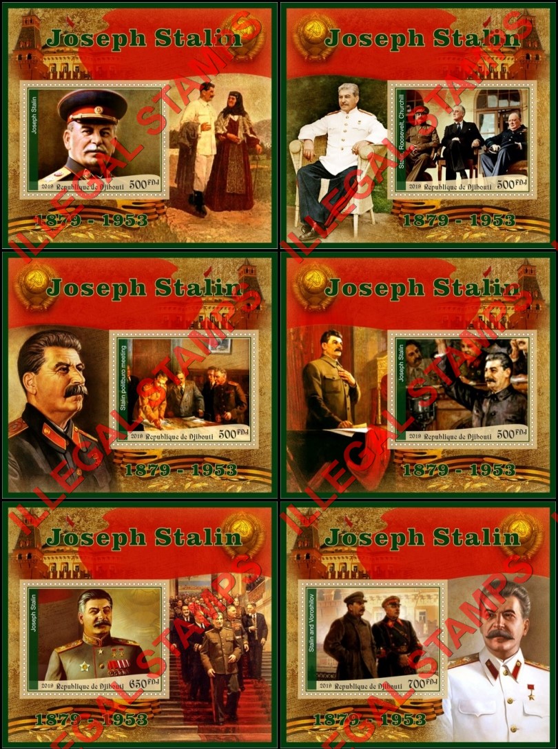 Djibouti 2019 Joseph Stalin Illegal Stamp Souvenir Sheets of 1 Djibouti 2019 Joseph Stalin Illegal Stamp Souvenir Sheets of 1